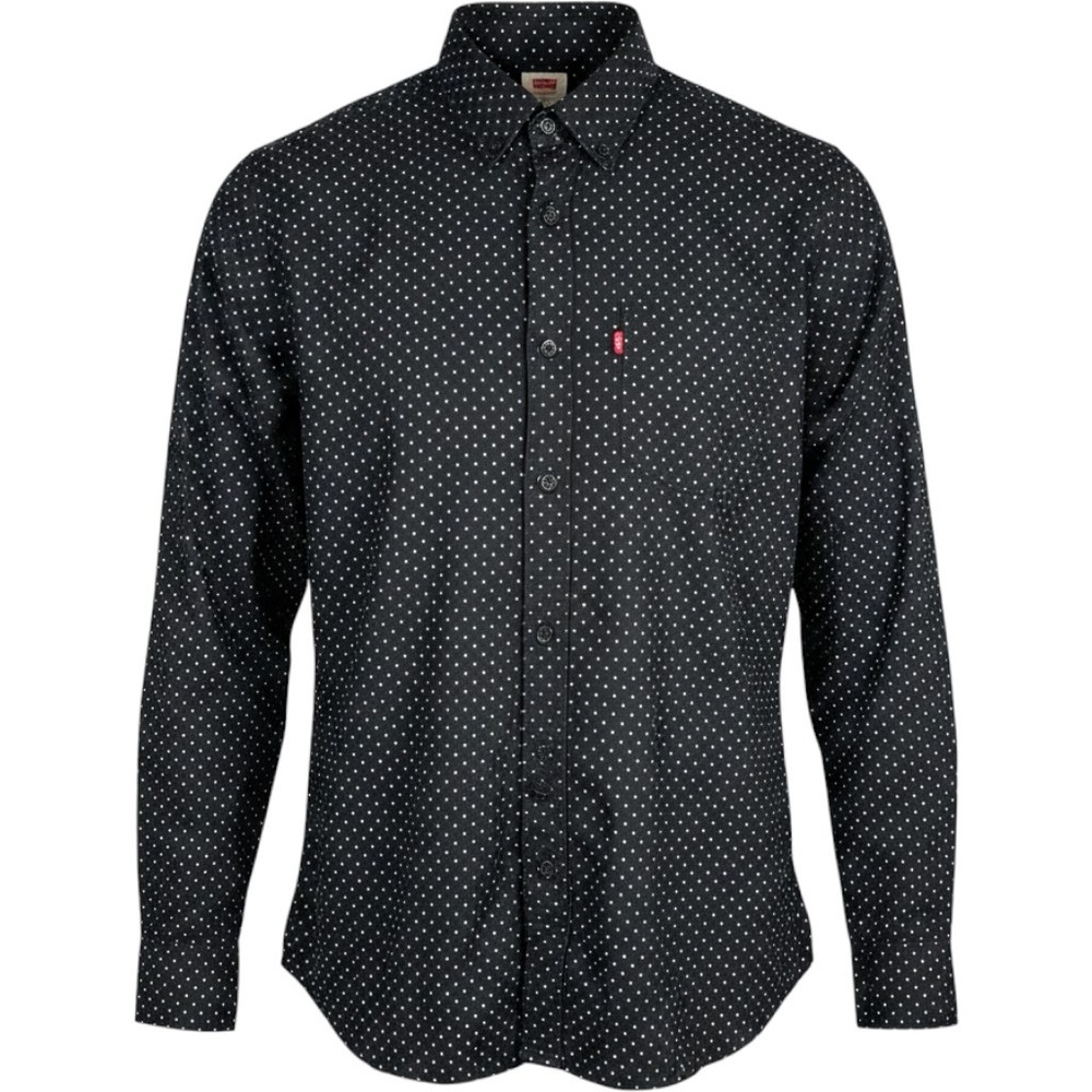 Levi Button Down Mens L Black Polka Dot Standard Fit Prep Preppy